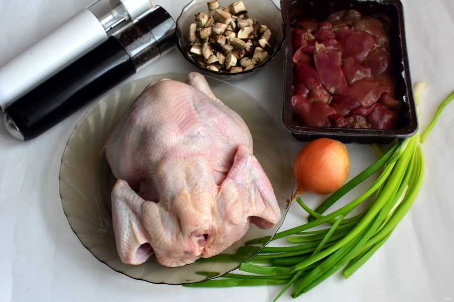 Курица фаршированная блинами: пошаговый рецепт с фото, как приготовить начиненную внутри фаршем