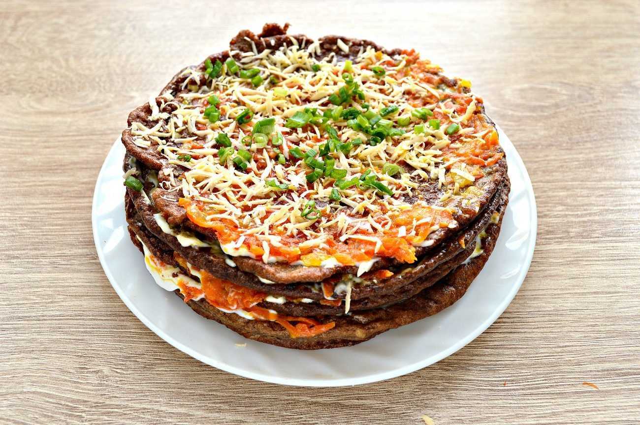 Торт из печени говяжьей с морковью и луком, рецепт с фото