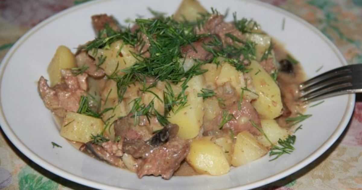 Рецепт печени с картошкой на сковороде