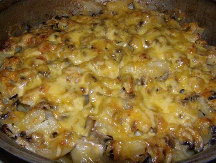 Курица грибы картошка в духовке рецепт с фото пошагово
